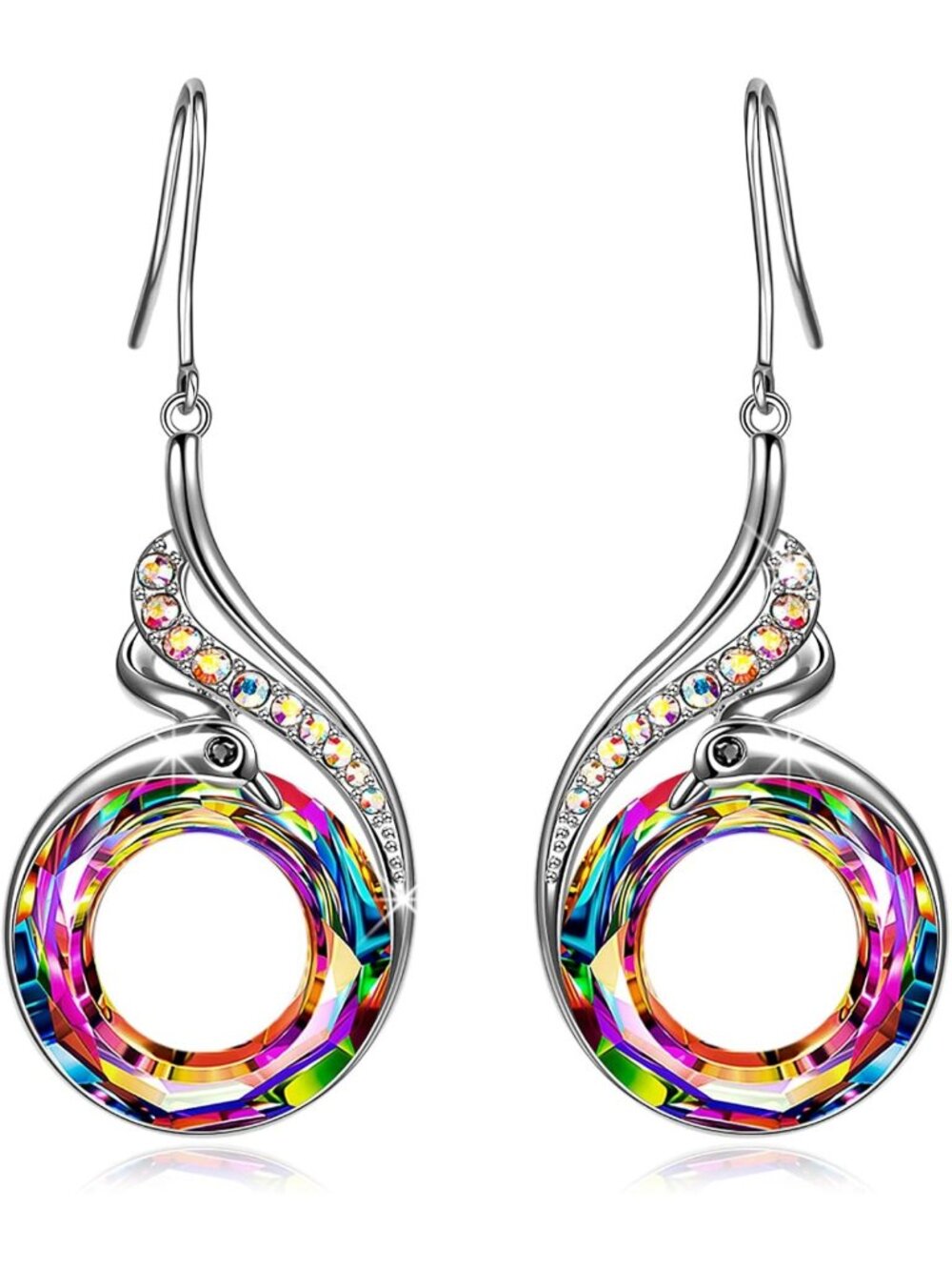 Rise From the Ashes Phoenix Dangle Earrings with Austrian Crystals - Boho Chic